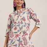 Multi Printed Cotton Straight Short Kurti