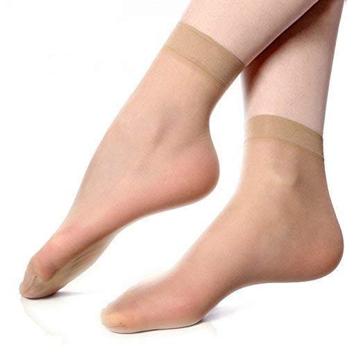 41VZexn3ZpL.jpg Skin Ultra-Thin Transparent Nylon Summer Skin Socks for Women/Girl's || Ankle Length Socks || Color Beige || Free Size - Image 1