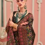 Womens Silk Blend Black Woven Design Saree with Unstitched Blouse