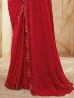 Women's Self Woven, Lace Georgette Saree with Unstitched Blouse - Image 3