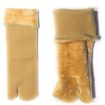 Solid Winter Thick Warm Fleece Lined Thermal Stretchy Elastic Velvet Socks (With Thumb) for Girls/Ladies/Women - Beige & 1 PAIR