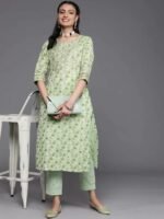 Green Yoke Design Cotton Silk Kurta - Image 2
