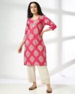 Women Block Print Straight Kurta - Image 4