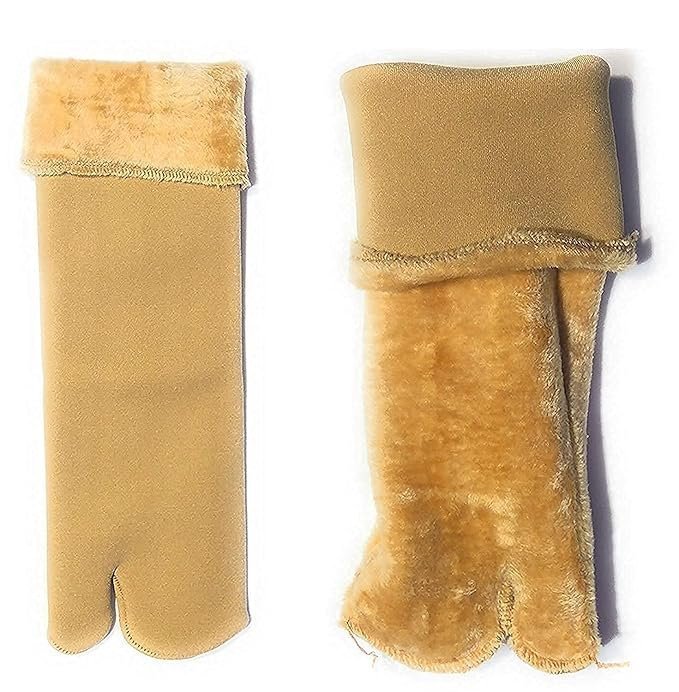 71aZPsy96cL._SX679_.jpg Solid Winter Thick Warm Fleece Lined Thermal Stretchy Elastic Velvet Socks (With Thumb) for Girls/Ladies/Women - Beige & 1 PAIR - Image 1